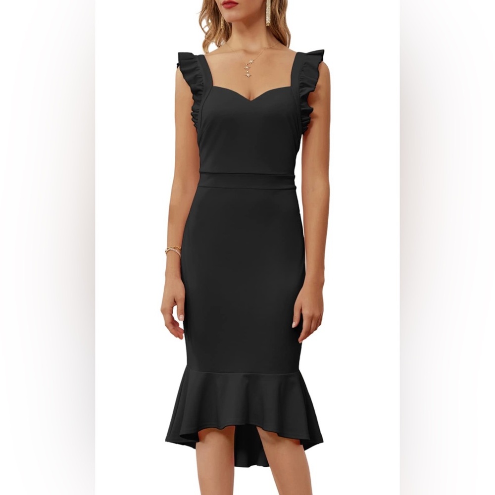 Grace Karin Black Midi Cocktail Dress